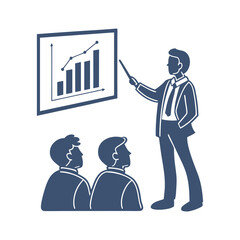 Business presentation meeting with growing chart and audience engagement isolated on white background