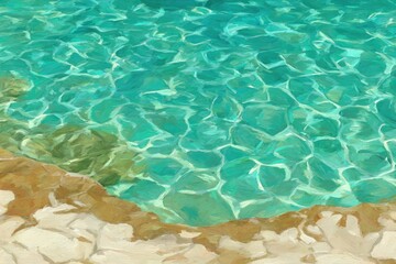 Turquoise water reflecting sunlight on a rocky shore