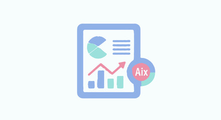 AI Technology Flat Icon Minimal Vector Illustration of Data Analysis