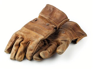 A pair of brown leather gloves