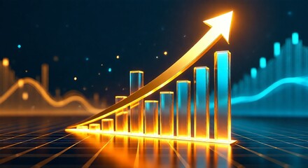 Illustrative Graph with Rising Arrow Symbolizing Growth, Investment, and Economic Success in Financial Markets