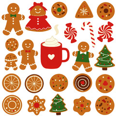 Fototapeta premium Festive Christmas Gingerbread Cookies and Holiday Treats Collection.