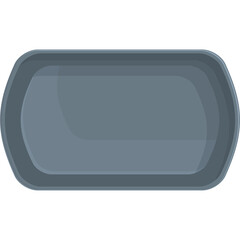 Simple Gray Rectangular Tray with Rounded Edges Isolated on Transparent Background