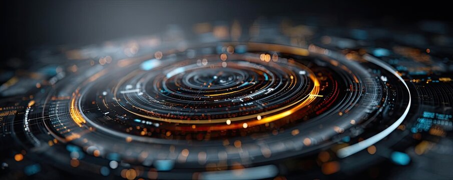 Business target in marketing quality management concept. Abstract digital spiral representing advanced technology concepts.