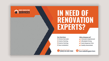 Social Media Banner for Handyman Construction and Home Renovation Services