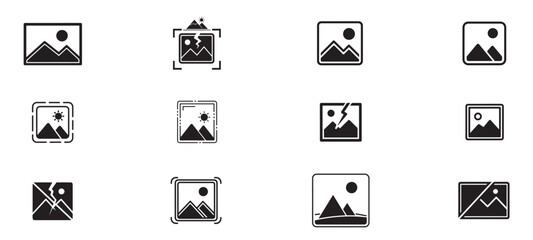photo gallery icons set vector design