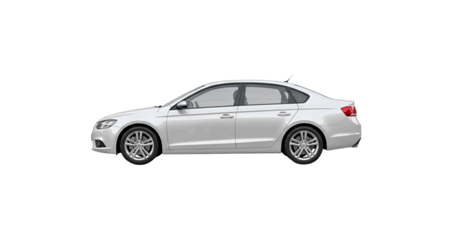 A white car parked on a png transparent.