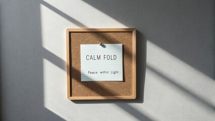 Obraz premium Tranquil Message Board with Inspirational Quote About Peace and Light in Soft Sunlight Shadows on a Neutral Wall