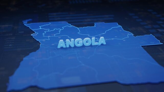 Angola Map Futuristic Digital Background