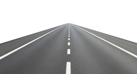 A long, straight road with white lines and no vehicles.