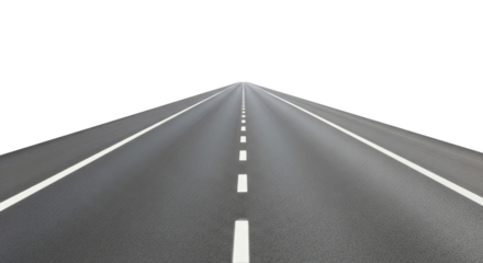 A long, straight road with white lines and no vehicles.