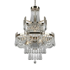 Naklejka premium Chandelier with crystal pendants on black background isolated illustration on transparent background