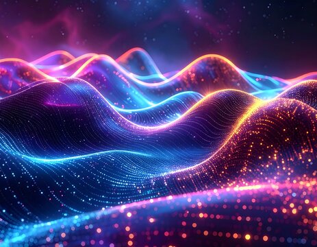 Abstract 3D rendering of glowing, undulating, colorful energy waves - Powered by Adobe