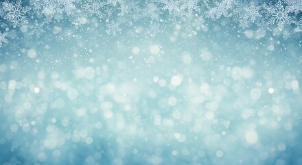 Fototapeta premium Abstract winter background with falling snowflakes and glowing bokeh lights