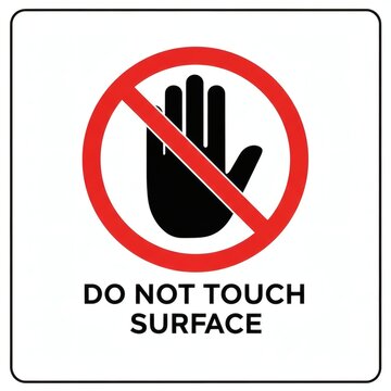 Warning sign reminding not to touch the surface, promoting safety and hygiene in public spaces with a clear and universal message of caution and prevention