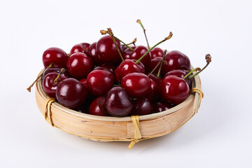 Fresh Red Cherries Fruit Close Up on Prop
