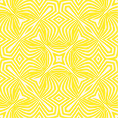 Yellow illusion seamless pattern. Repeating psychedelic pattern with geometric shapes and optical illusion with distorted effect.