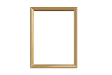 Obraz premium Rectangular golden frame with a clear background, ideal for showcasing portraits, artwork, or presentations
