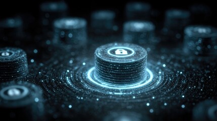 Cybersecurity padlock glowing with digital protection, offering privacy and data encryption in a secured network, enhancing digital safety with strong technology and advanced security measures