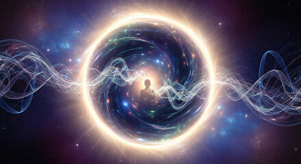 Radiant Cosmic Portal with Glowing Aura | Spiritual Signs, Ethereal Energy, Mystical Messages, Connection with Another Self JPG