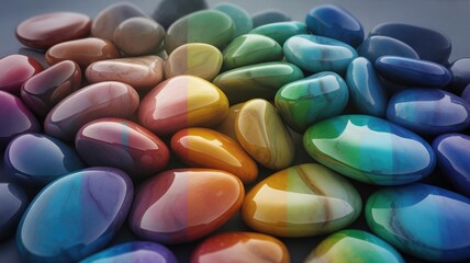 Vibrant Rainbow Pebbles &ndash; Colorful Smooth Stones for Art, Decor, and Inspiration