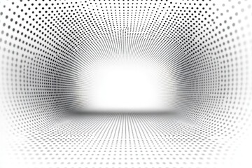 abstract tunnel formed by circular dots with a bright white center creating a sense of depth and infinity in black and white