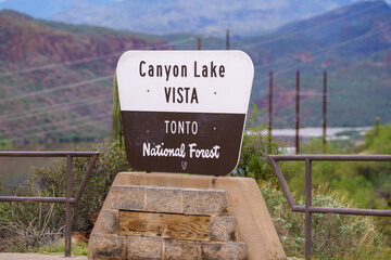 Canyon Lake Vista sign at the Tonto National Forest - Arizona