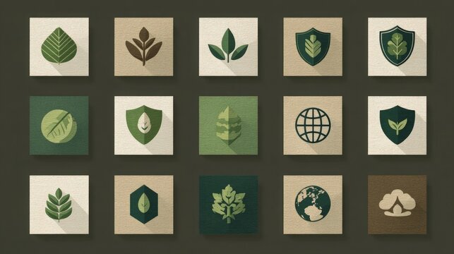 Showcase your commitment to the environment with these captivating eco-friendly icons, perfect for branding, websites, and sustainability campaigns, conveying a message of nature