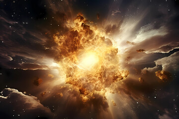 fiery planet explosion in deep space