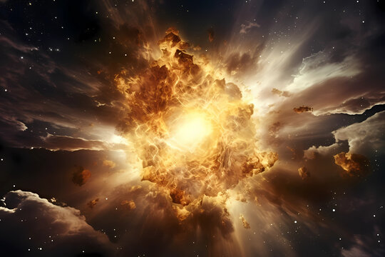 fiery planet explosion in deep space