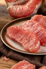 Ruby Pomelo Flesh Fresh Citrus Fruit Close Up