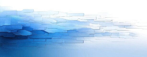 Obraz premium Abstract digital background featuring layered blue and white interconnected rectangular shapes creating a sense of depth and motion