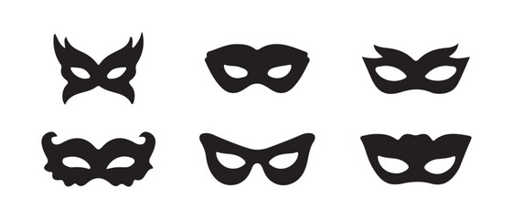 Fashion Party Mask Vector Illustrations Set