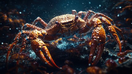 Underwater crab close up