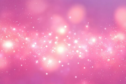 Soft glowing pink background with sparkling white light bokeh particles creating a dreamy and magical atmosphere