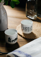 Chinese Baijiu Liquor on Placemat Minimal Setup