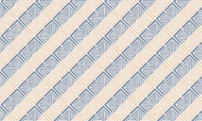 Seamless geometric diagonal stripe pattern with tribal ethnic motifs