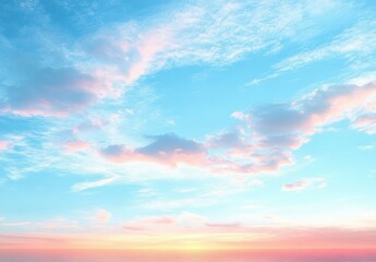 Fototapeta premium beautiful sunrise with vibrant pink and orange hues illuminating soft scattered clouds against a clear blue sky