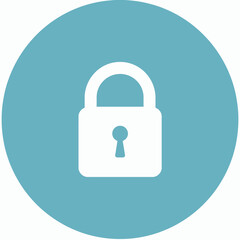 Secure Lock Icon Isolated on Blue Circle Symbol of Security and Protection