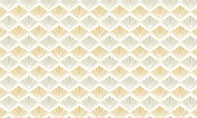 Elegant seamless Art Deco pattern with luxury geometric fan motifs in gold