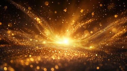 Fototapeta premium Radiant golden light burst with shimmering sparkling particles creating a glowing and magical atmosphere