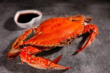 Large Sea Crabs and Clams Fresh Seafood Display