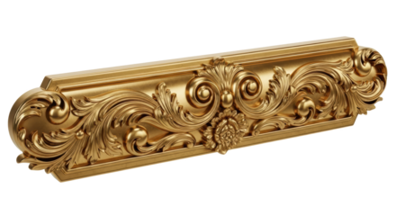 Elaborate Ornate Golden Architectural Element with Intricate Scrollwork Isolated on Transparent Background