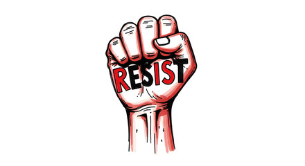 sticker-style hand drawn protest sign element isolated on white background
