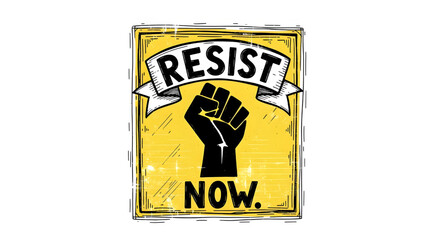 sticker-style hand drawn protest sign element isolated on white background