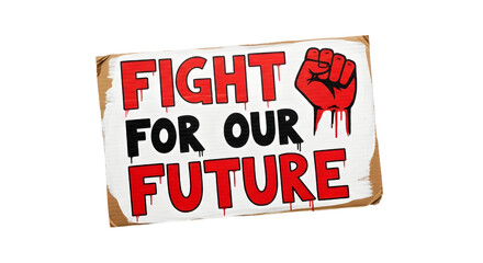 sticker-style hand drawn protest sign element isolated on white background