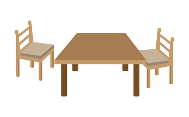 シンプルなダイニングテーブルと椅子のイラストセット
