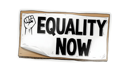 sticker-style hand drawn protest sign element isolated on white background