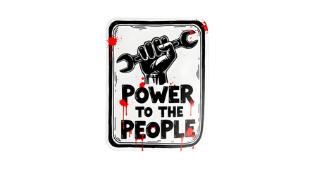 sticker-style hand drawn protest sign element isolated on white background