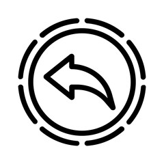 Circular arrow with a tail. Ideal for website design, email buttons, software interfaces, and graphic design projects requiring a reply or undo symbol.
